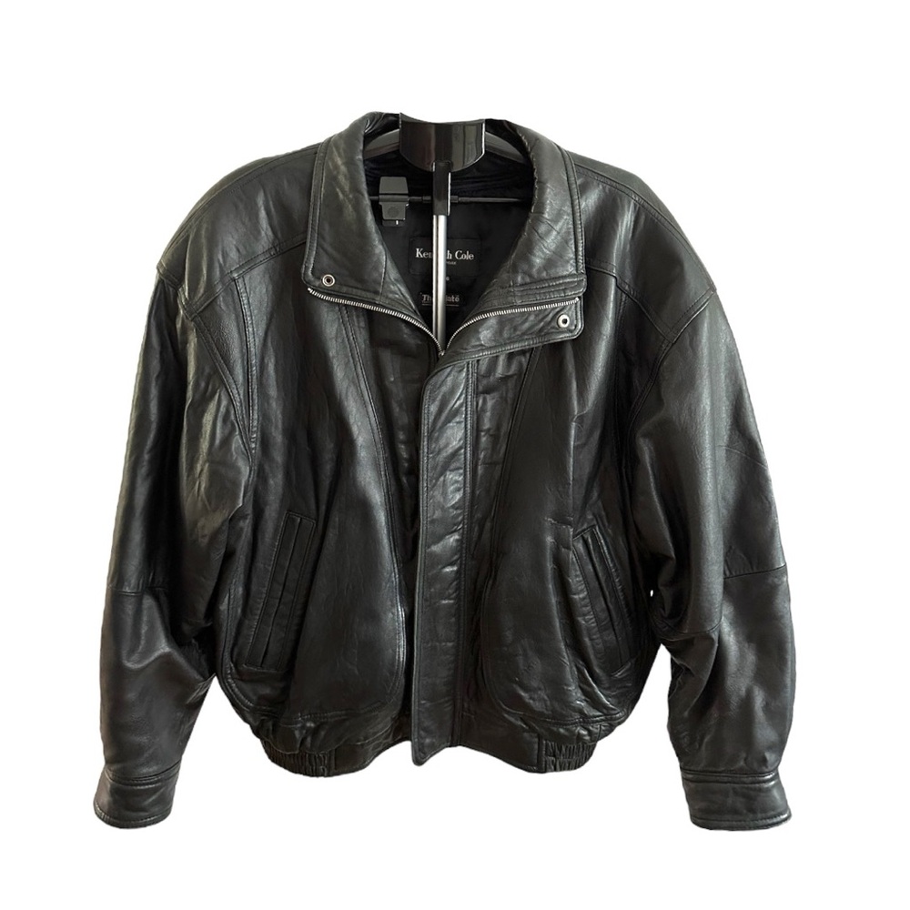 Kenneth Cole Vintage Black Leather Zip Jacket Thinsulate Lining Size XL X-Large - Picture 5 of 10